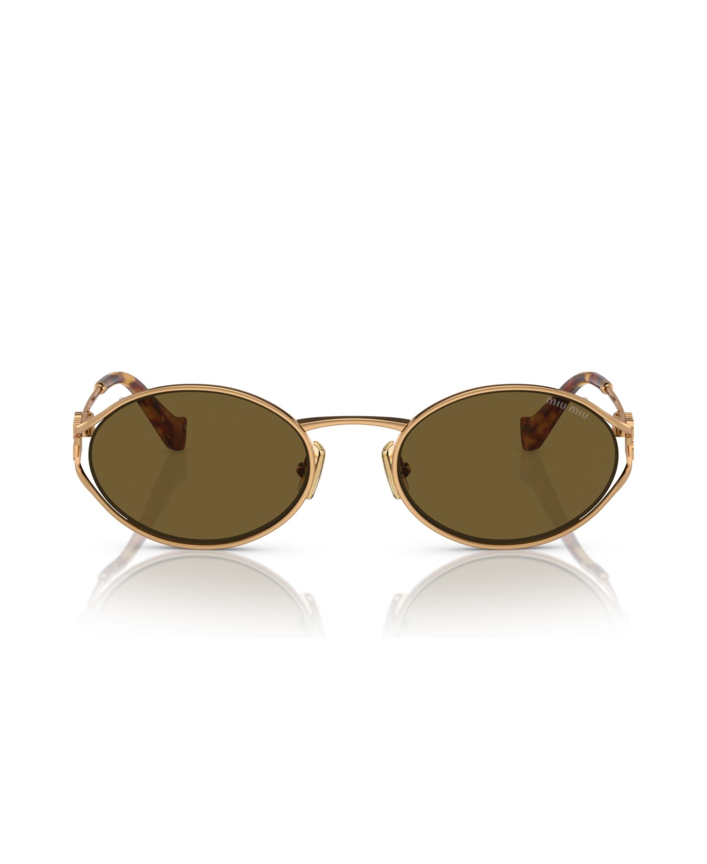 Женские солнцезащитные очки MIU MIU Oval Metal Sunglasses, MU52YS, цвет: Латунный золотой — фото 2