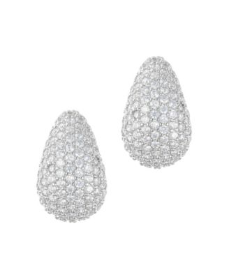 Silver Crystal Teardrop Pave Earrings