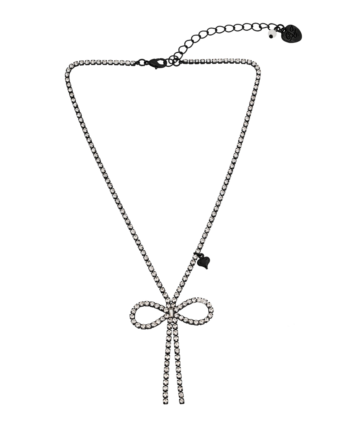 BETSEY JOHNSON FAUX STONE BOW PENDANT RHINESTONE NECKLACE 