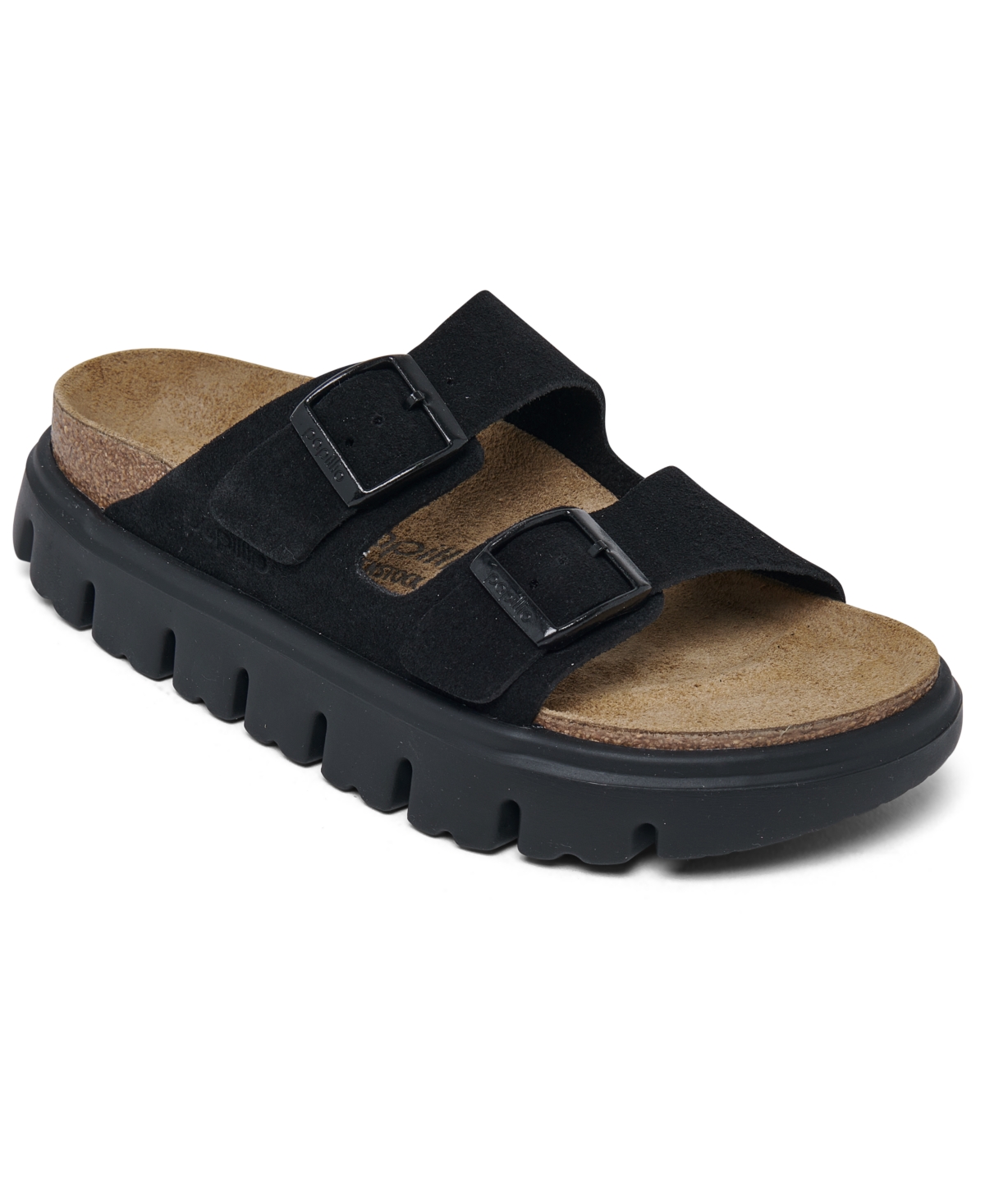 Shop Birkenstock Papillio By  Women's Arizona Chunky Suede Leather Platform Sandals From Finish Line In Black