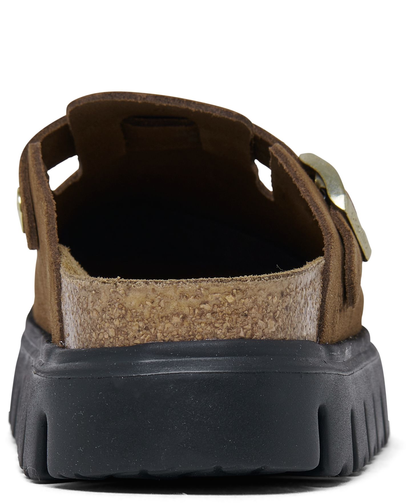 Женские замшевые сабо Birkenstock Boston на массивной платформе, Finish Line, цвет: Тёмный чайный / Чёрный — фото 5