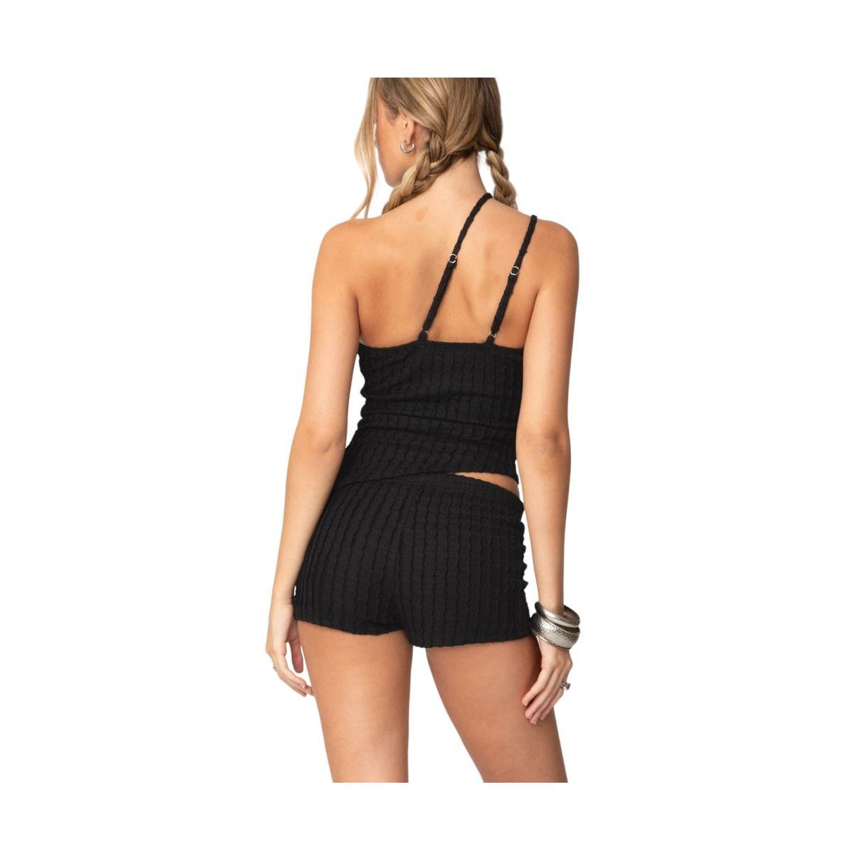 Edikted Women's Phoebe Asymmetric Textured Knit Top
