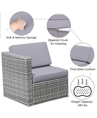 8 PCS Wicker Sofa Rattan Furniture Set Patio Furniture w/ Storage Outdoor