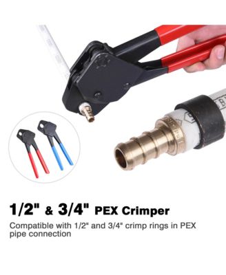 1/2" 3/4" PEX Crimper Copper Ring Crimping Tool Kit with Go/no Go Gauge 2 Pack