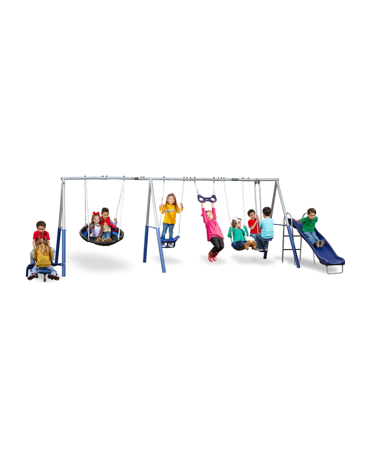 Детские игрушки XDP Recreation Fun All-Mighty Steel 6.6-Foot Slide Swing Set Accommodates up to 10 Kids, Ages 3+ — фото 1