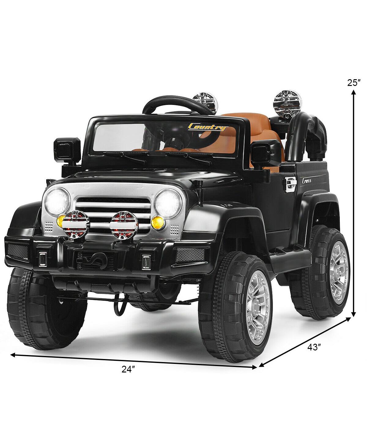 Gymax Electric Kids Ride On 12V Truck Car Rc Remote Control Green - Black+silver