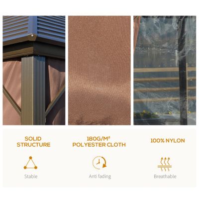 10'x12' Hardtop Gazebo Canopy with Aluminum Frame and Netting