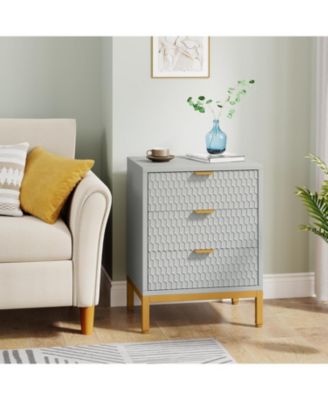 3-Drawer Nightstand, 25.8" Tall Modern Bedside Table, Large Side End Table with Storage Drawers for Bedroom