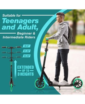 Kick Scooter Adult Teenagers Kids- 2 Wheel Kids Scooter with Adjustable T-Bar Handlebar - Alloy Anti-Slip Deck - Portable Folding Scooters for Kids with Carrying Strap - Leopard