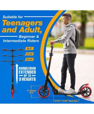 Kick Scooter Adult Teenagers Kids- 2 Wheel Kids Scooter with Adjustable T-Bar Handlebar - Alloy Anti-Slip Deck - Portable Folding Scooters for Kids with Carrying Strap - Leopard