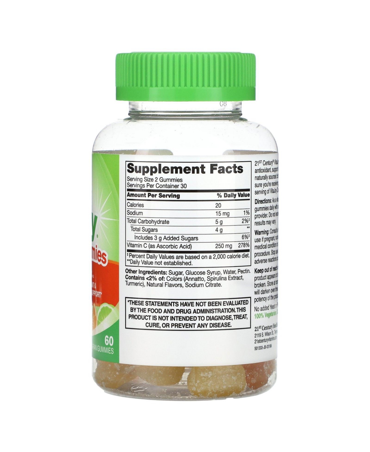 21st Century VitaJoy Daily C Gummies Citrus 250 mg - Vegetarian Gummies (125 mg per