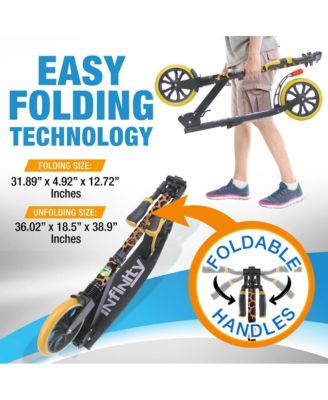 Kick Scooter Adult Teenagers Kids- 2 Wheel Kids Scooter with Adjustable T-Bar Handlebar - Alloy Anti-Slip Deck - Portable Folding Scooters for Kids with Carrying Strap - Leopard