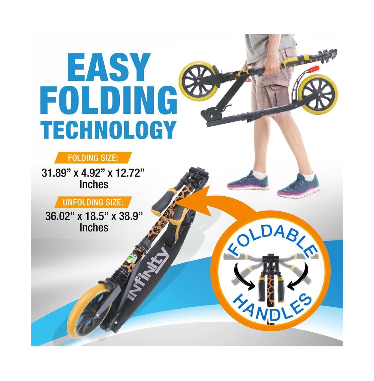 SereneLife Lightweight and Foldable Kick Scooter - Adjustable Scooter for Teens and Adult, Alloy Deck with High Impact Wheels