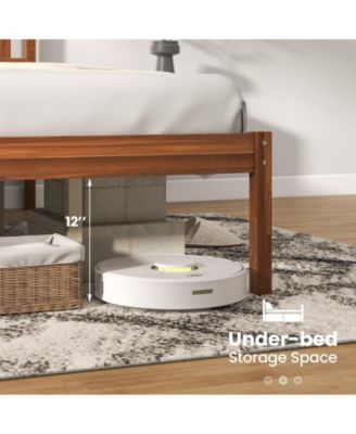 Queen Size Wood Bed Frame with Headboard and Slat Support-Queen Size