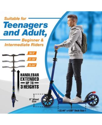 Kick Scooter Adult Teenagers Kids- 2 Wheel Kids Scooter with Adjustable T-Bar Handlebar - Alloy Anti-Slip Deck - Portable Folding Scooters for Kids with Carrying Strap - Leopard