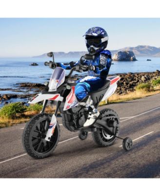 Aprilia Licensed Kids Ride On Motorcycle with 2 Training Wheels-White