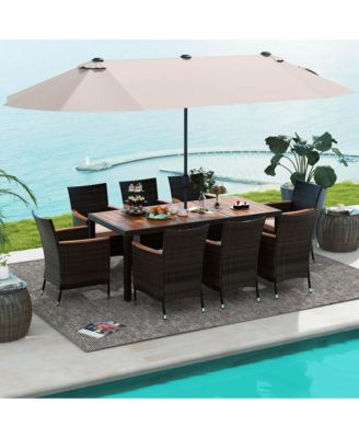 11 PCS Patio Dining Set with 15ft Double-Sided Patio Umbrella (Base Included)