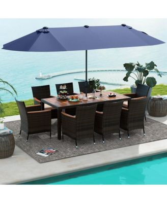 11 PCS Patio Dining Set with 15ft Double-Sided Patio Umbrella (Base Included)