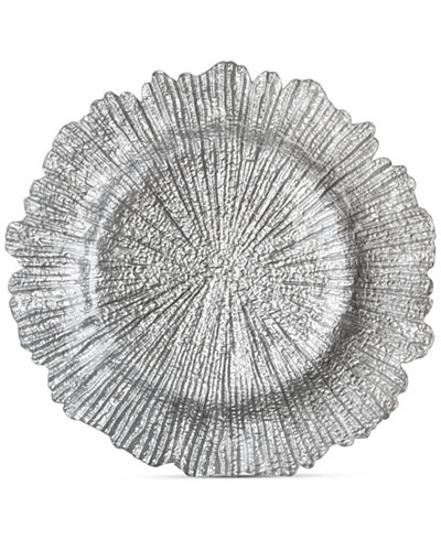 Jay Imports Glass Silver-Tone Reef Charger Plate