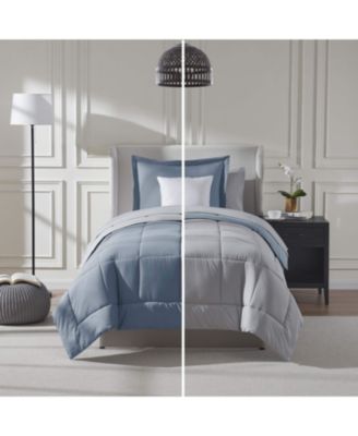 5 Piece Reversible Complete Bed in a Bag - Twin - Purple/Light Grey