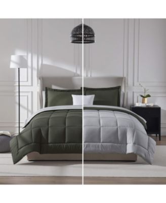 7 Piece Reversible Complete Bed in a Bag - Queen - Dusty Purple/Light Grey