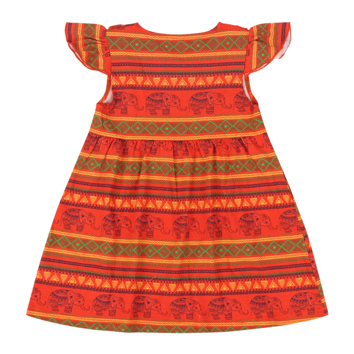 Mixed Up Clothing Girls Embroidered Short Flutter Sleeve Cozy Animal Print Dress -Yellow