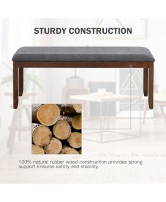 Upholstered Entryway Bench Footstool with Wood Legs