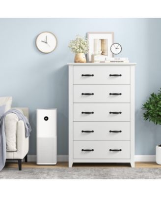 Tall Storage Dresser with 5 Pull-out Drawers for Bedroom Living