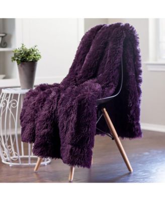 Premium Soft, Fuzzy Solid Faux Long Fur Blanket, Throw