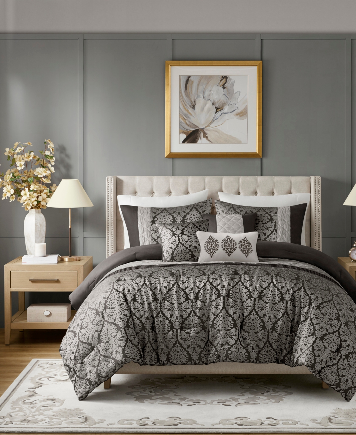 Madison Park Lily Jacquard 6-pc. Comforter Set, Full/queen In Black