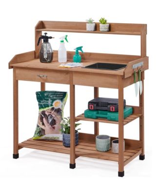47.6  H Wood Potting Bench