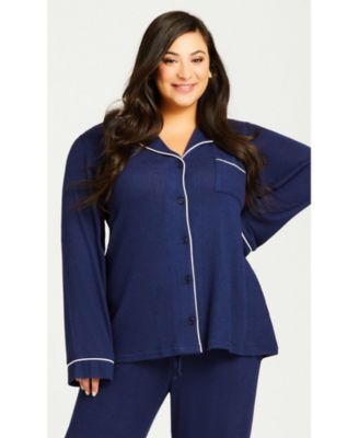 Women's Hacci Button Plain Top