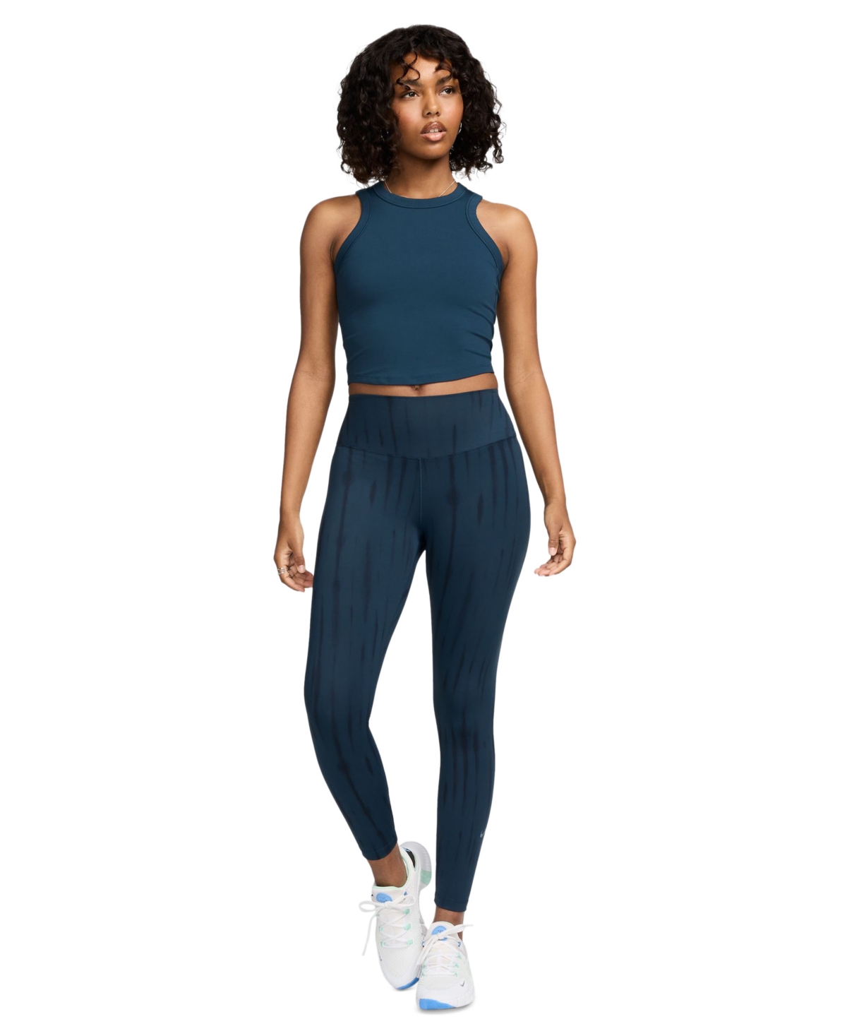 One Women's High-Waisted 7/8 Printed Leggings - Armory Navy