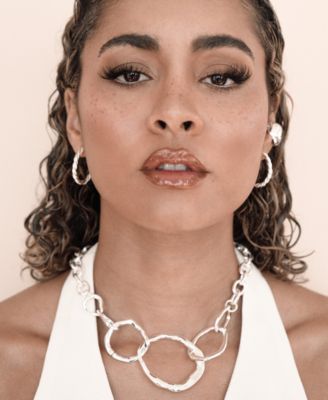 Silver Plated Spun Strands Hoop Earrings