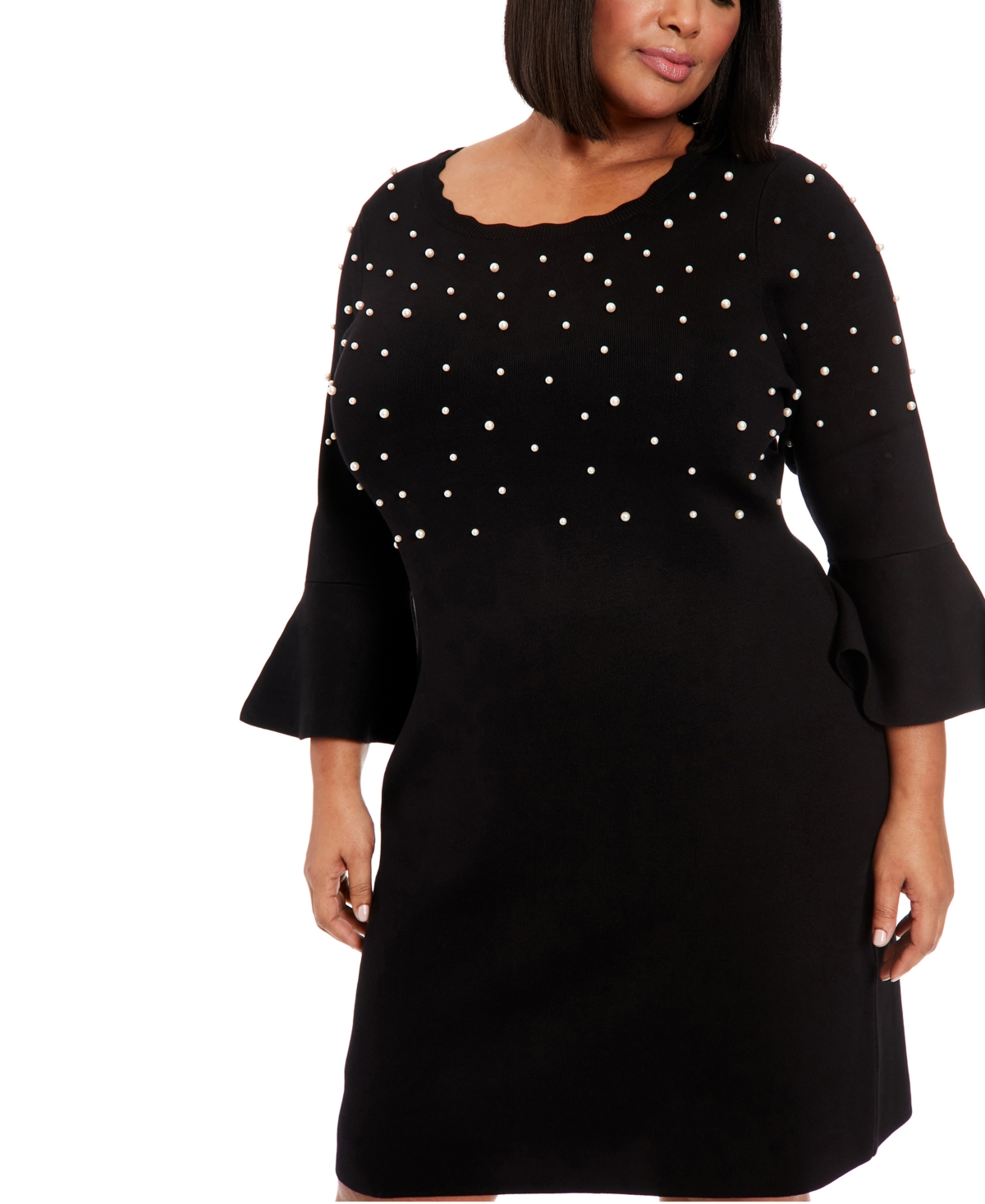 London Times Plus Bell Sleeves Sweater Dress