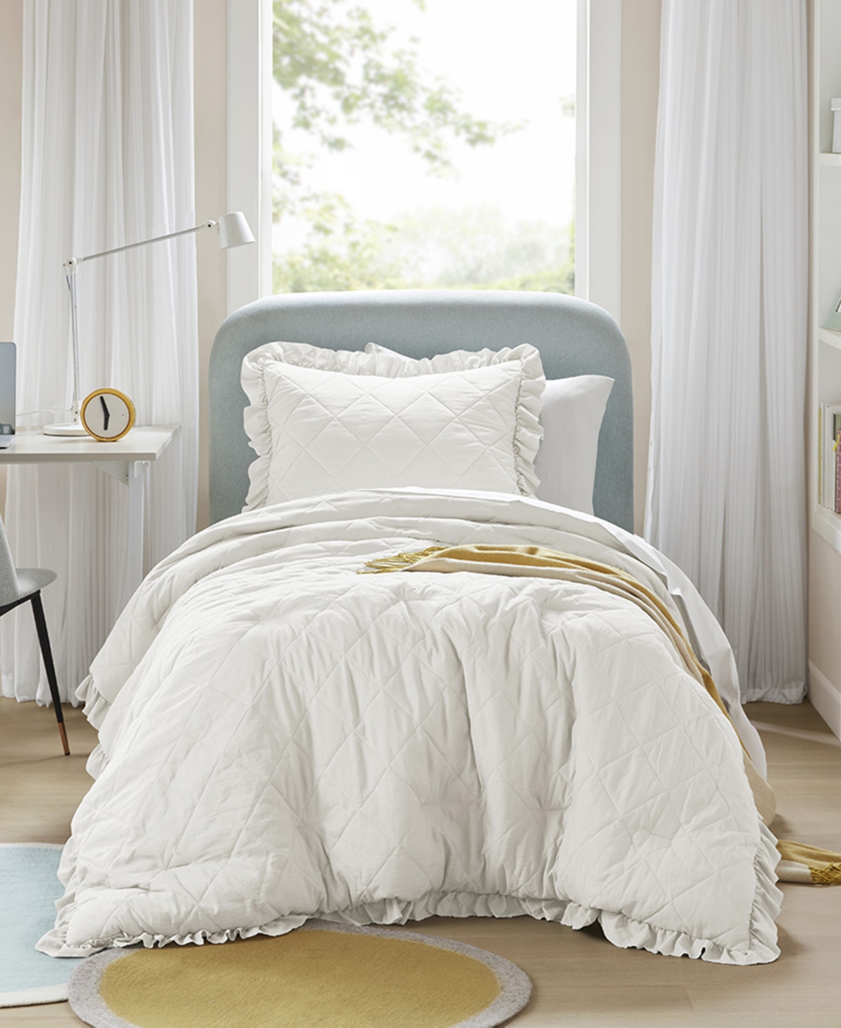 510 Design Phoebe Diamond Quilted Ruffle Edge 2-pc. Comforter Set, Twin/twin Xl In Ivory