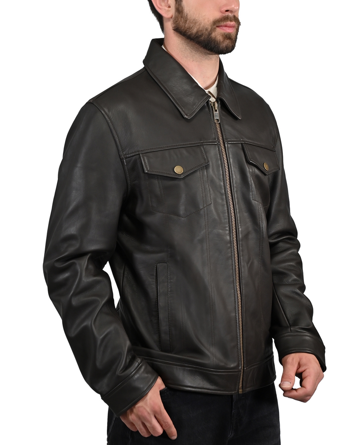Frye Men's Modern Leather Trucker Jacket