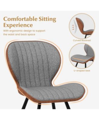 Set of 2 Armless Dining Chair Modern Accent Chairs with Curved Backrest