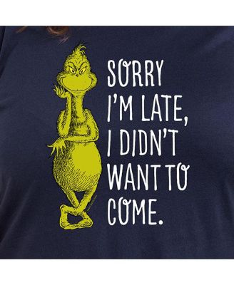 Plus Size Grinch Sorry Late Graphic T-shirt