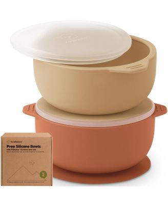 2-Pack Prep Baby Bowls with Suctions & Lids, Silicone Bowls for Baby Boy, Girl, Toddler Suction Bowl, Kids Bowl BPA-Free