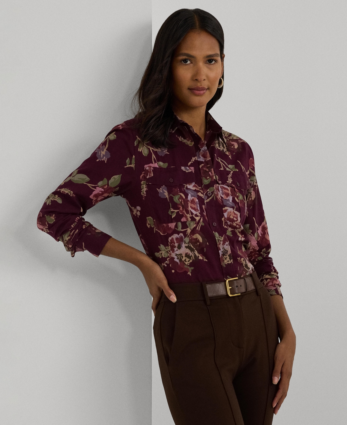 Lauren Ralph Lauren Women's Classic-Fit Floral Cotton Voile Shirt, Regular & Petite
