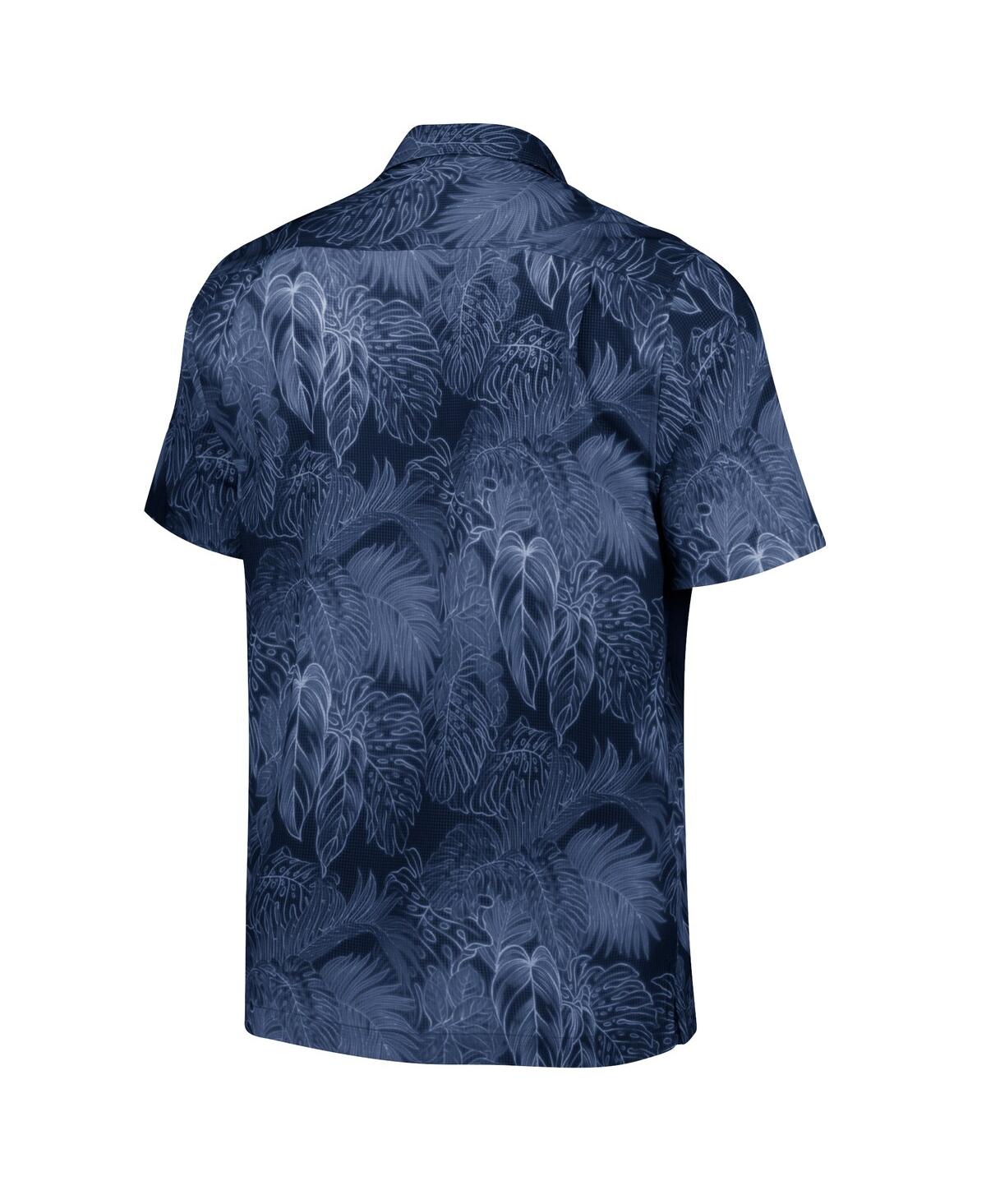 Tommy Bahama Men'sMichigan Wolverines Coast Luminescent Fronds IslandZone Button-Up Camp Shirt - Navy