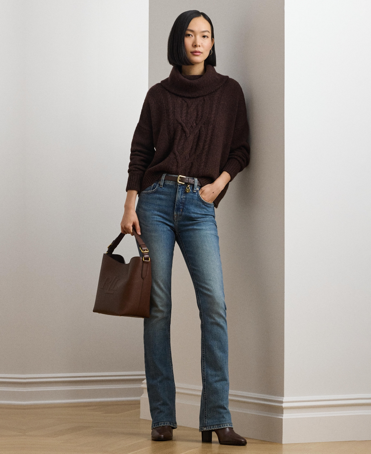 Lauren Ralph Lauren Women's Aran-Knit Wool-Blend Turtleneck Sweater