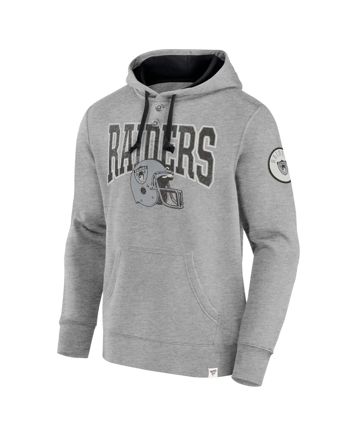 Fanatics Men's Heather Gray Las Vegas Raiders Label Maker Pullover Hoodie In Heather Gray