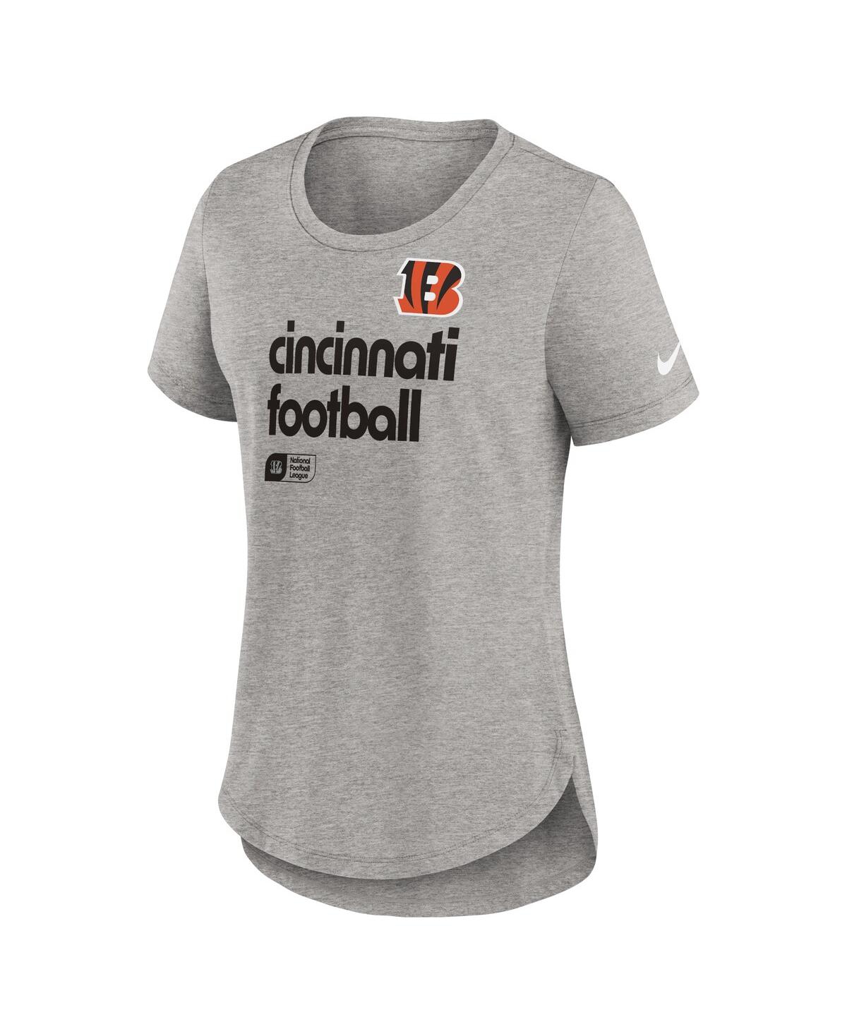 Nike Women's Heather Gray Cincinnati Bengals Fashion Tri-blend T-shirt In Heather Gray