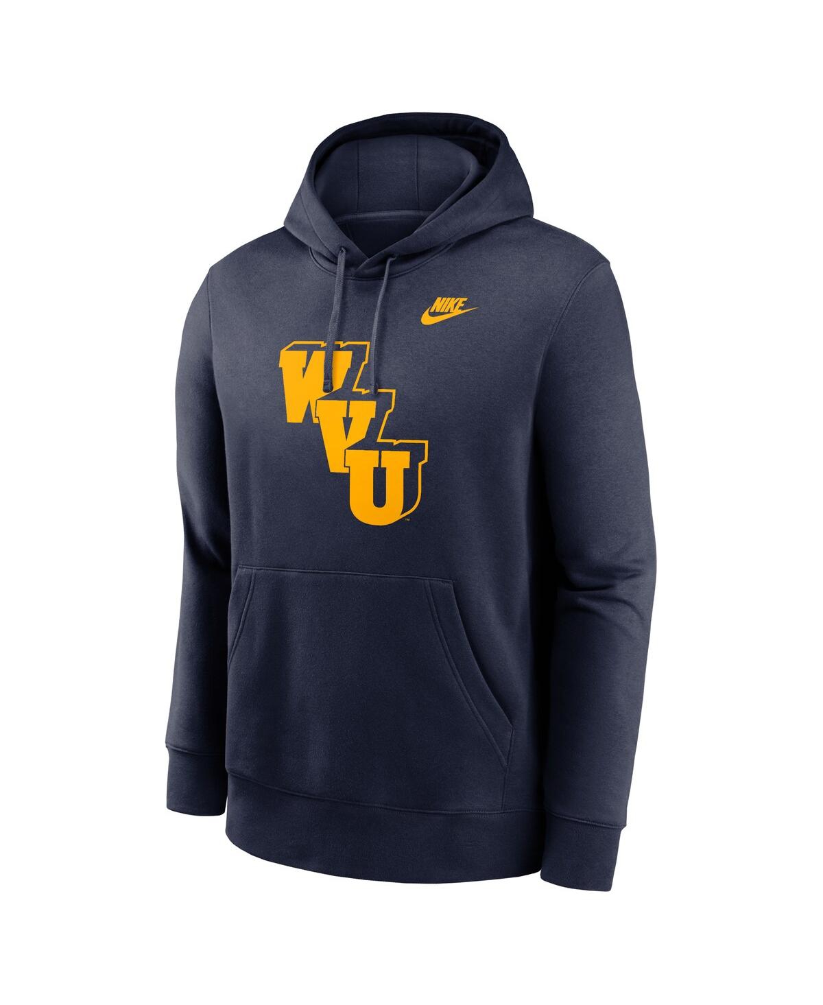 Nike Men'sWest Virginia Mountaineers Legacy Logo Club Fleece Pullover Hoodie - Navy