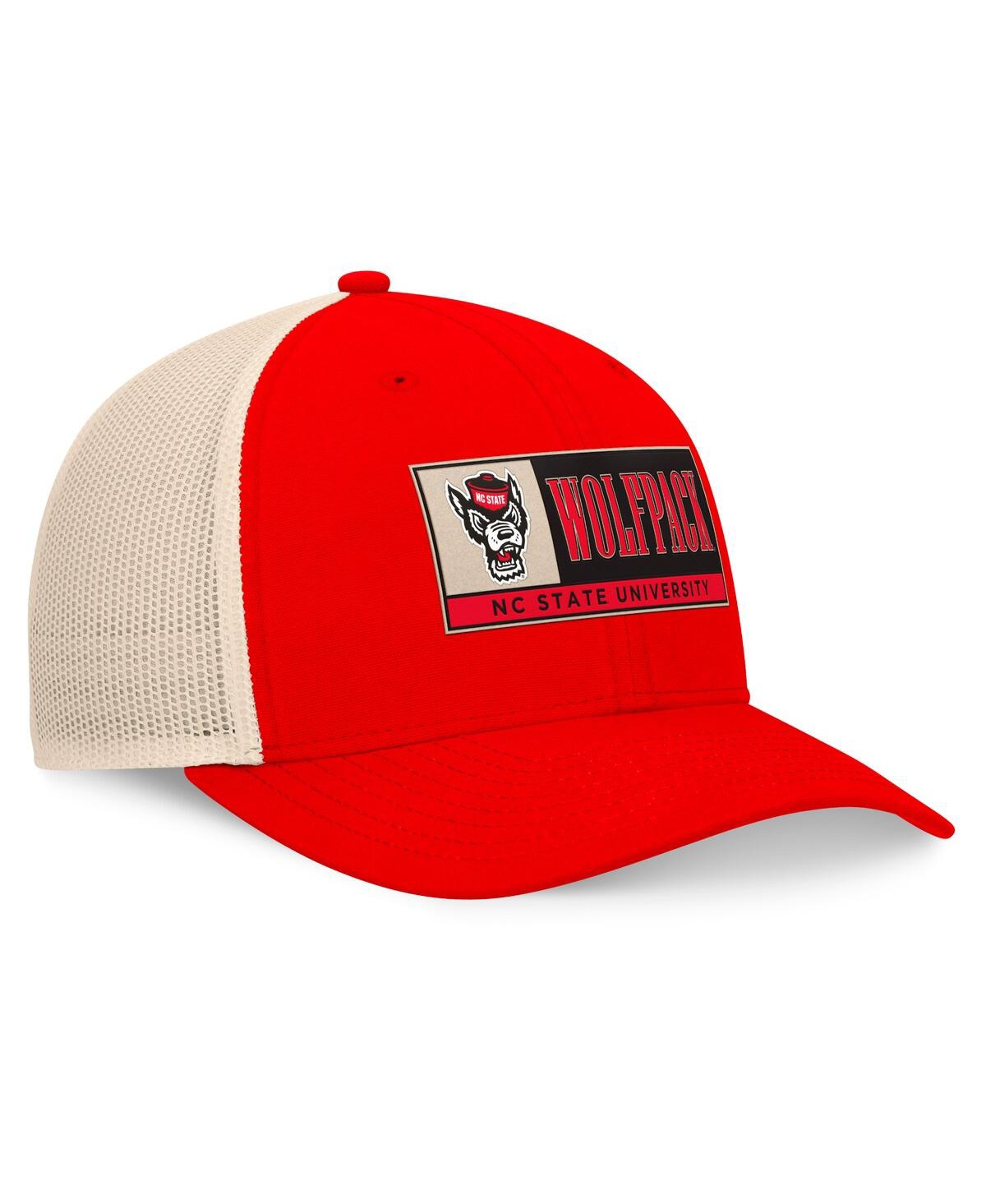 Top Of The World Men's Red/natural Nc State Wolfpack Bennett Trucker Adjustable Hat In Red,natural