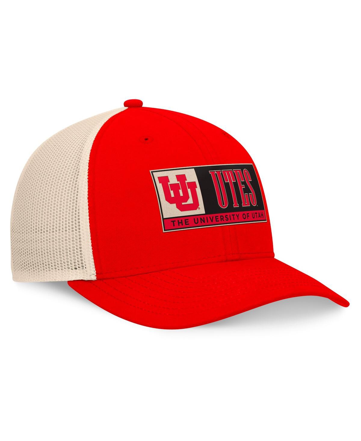Top of the World Men'sNatural Utah Utes Bennett TruckerAdjustable Hat - Red, Natural