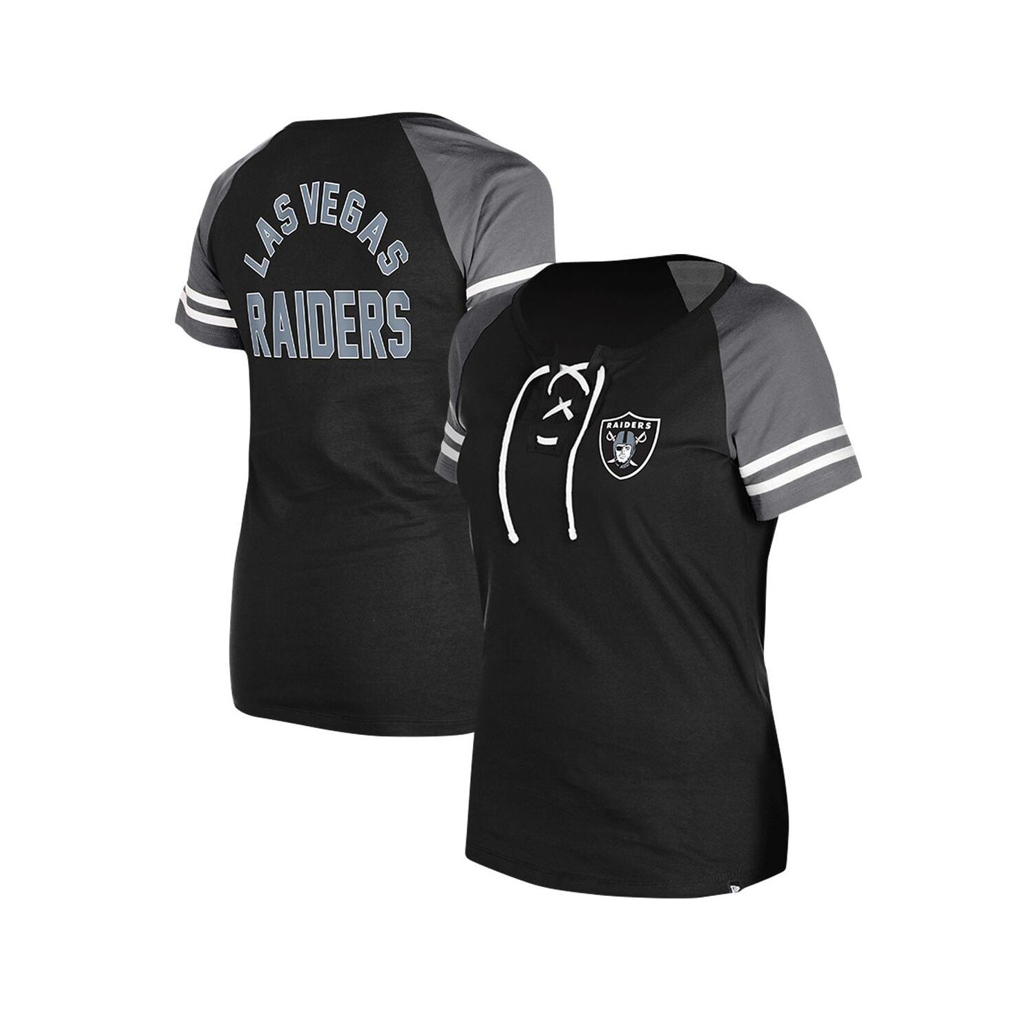 Women's Black Las Vegas Raiders Lace-Up Raglan T-Shirt