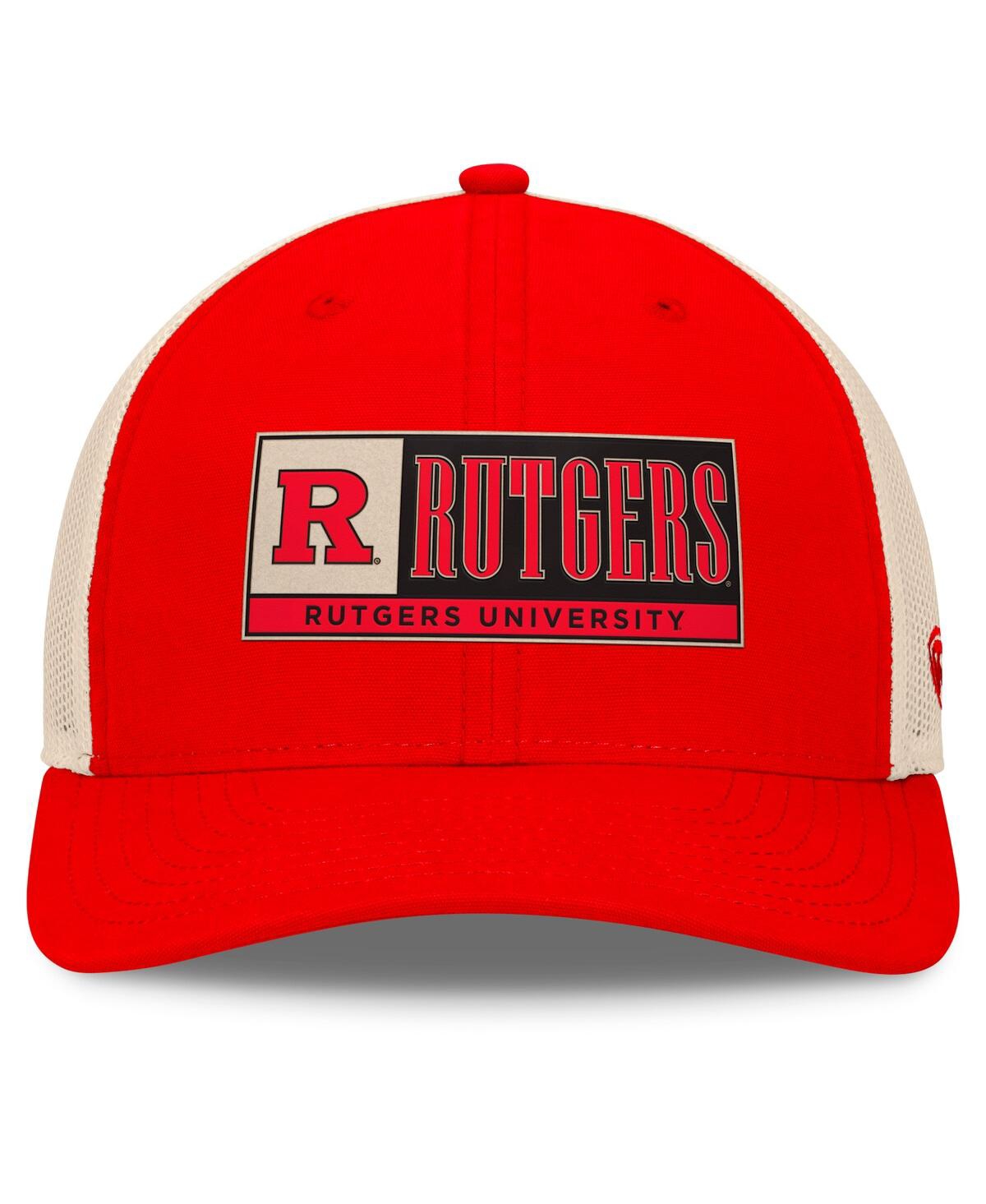 Top Of The World Men's Scarlet/natural Rutgers Scarlet Knights Bennett Trucker Adjustable Hat In Red,natural